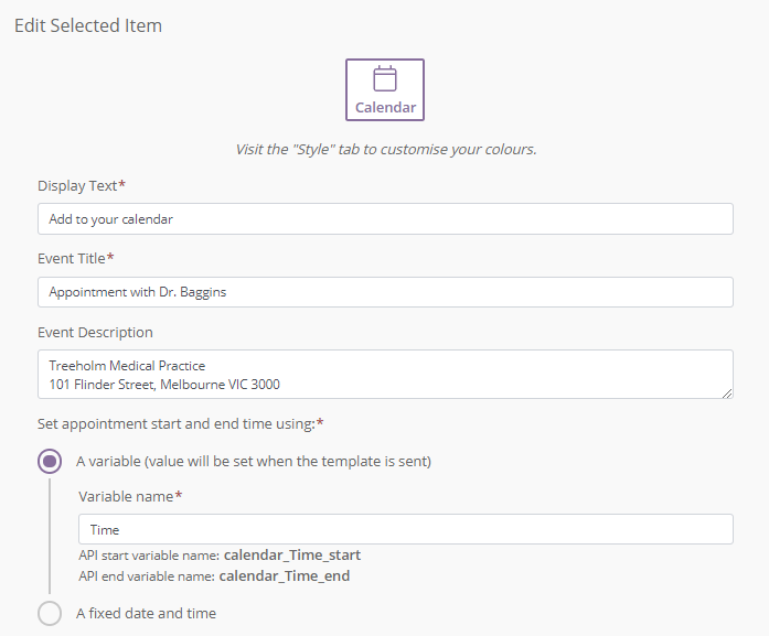 The Esendex SMS Landing Pages enable you to set a personalised calendar button so that the recipients can add the event to their mobile calendar.