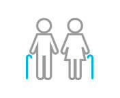 Illustration of two people both holding a walking stick