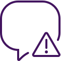 An illustration of a speech bubble, in the corner there is an exclamation mark inside a triangle