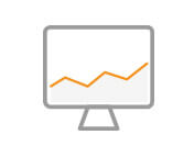 Illustration of a computer screen with a upward line chat