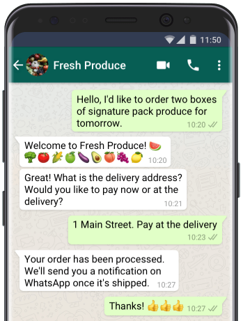 WhatsApp for business chat