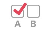 Illustration of two box marked A and B, with the A box being ticked